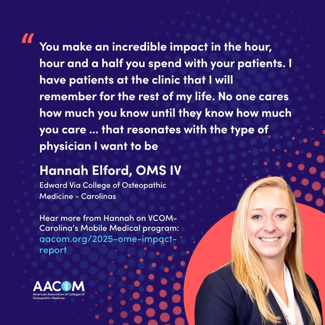 Quote from Hannah Elford, OMS IV, on VCOM-Carolina’s Mobile Medical program