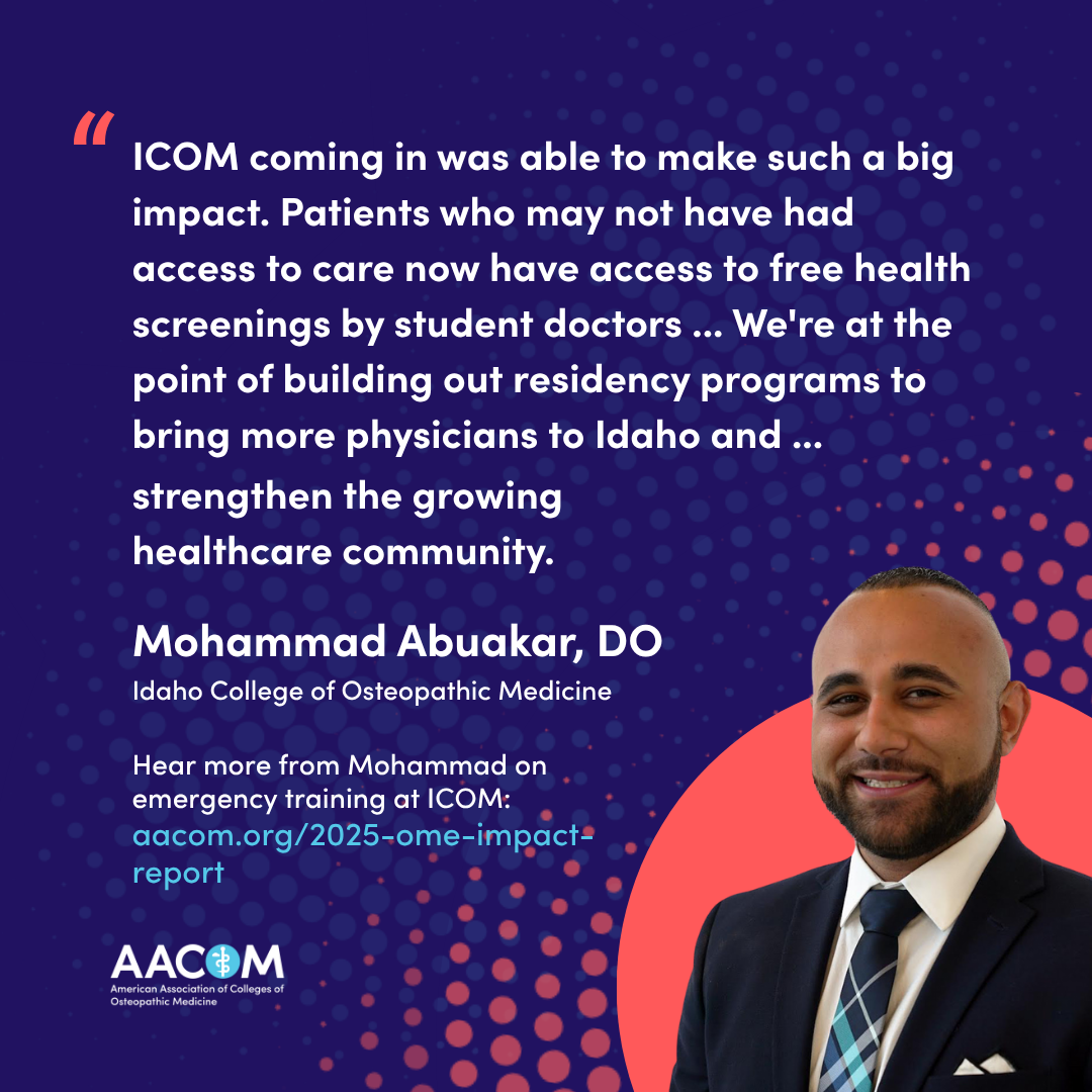 Quote from Mohammad Abuakar, DO, on emergency training at ICOM